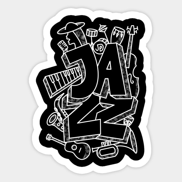 Jazz Halftone Doodle White Sticker by JDP Designs